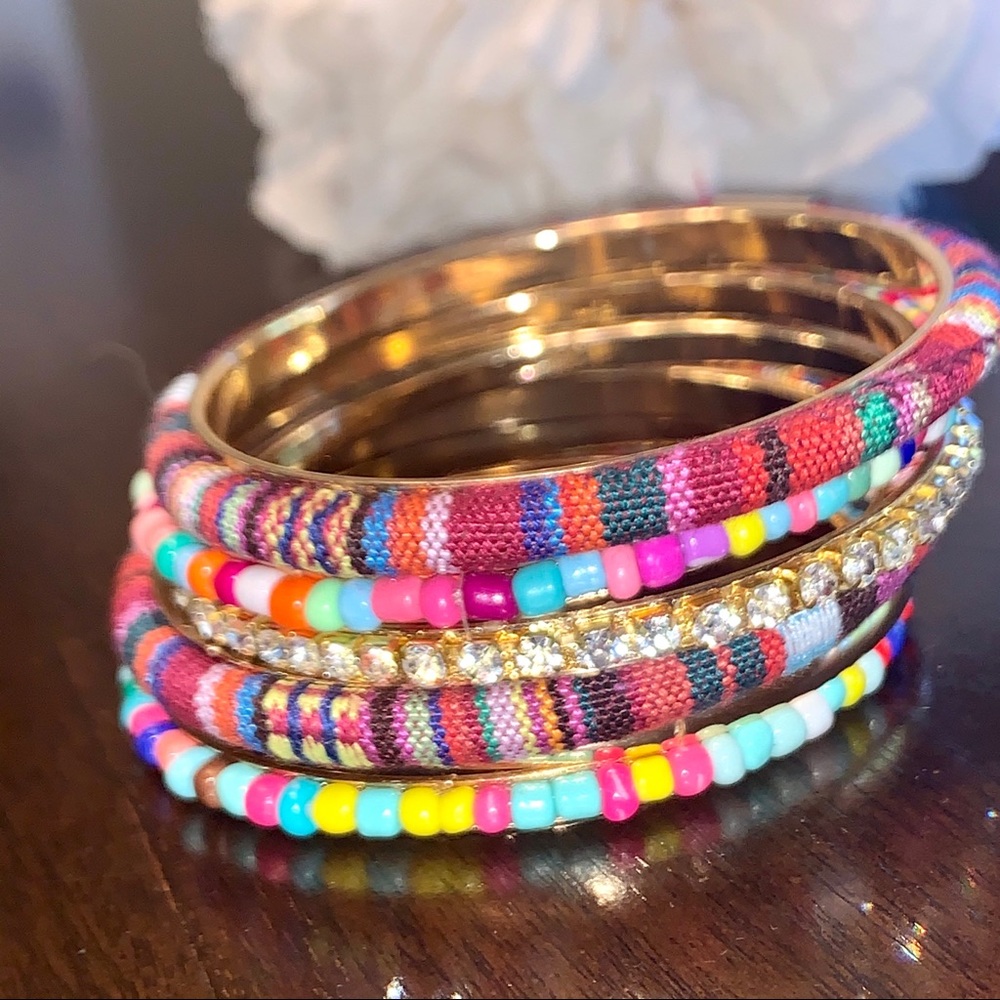Multi Colored Gold Plated Bangle Set - image 4